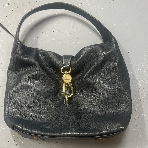 Dooney & Bourke Black Hobo Bag with Gold Accent